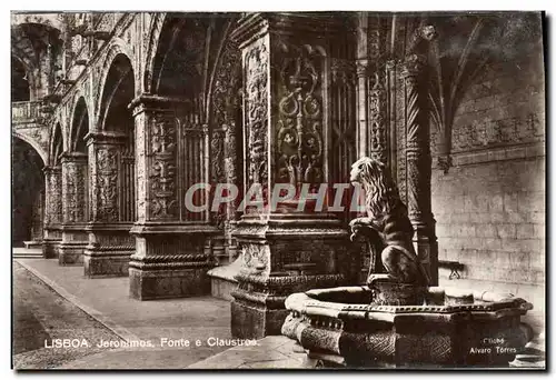 Ansichtskarte AK Lisboa Jeronimos Fonte E Claustros