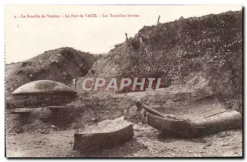 Cartes postales La Bataille De Verdun Le Fort De Vaux Les Tourelles Brisees Militaria