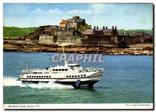 Cartes postales moderne Elisabeth Castle Jersey Bateau