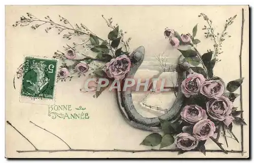 Cartes postales Fantaisie Fleurs Fer a cheval