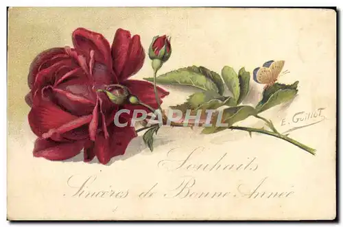 Cartes postales Fantaisie Fleurs Papillon