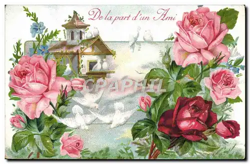 Cartes postales Fantaisie Fleurs Colombes