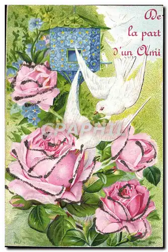 Cartes postales Fantaisie Fleurs Colombes