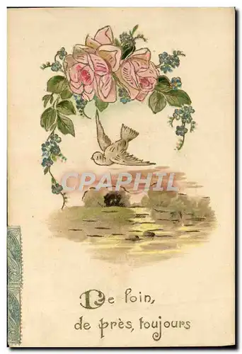 Cartes postales Fantaisie Fleurs Colombe