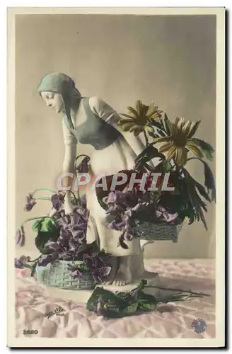 Cartes postales Fantaisie Fleurs Santon