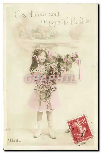 Cartes postales Fantaisie Fleurs Enfant