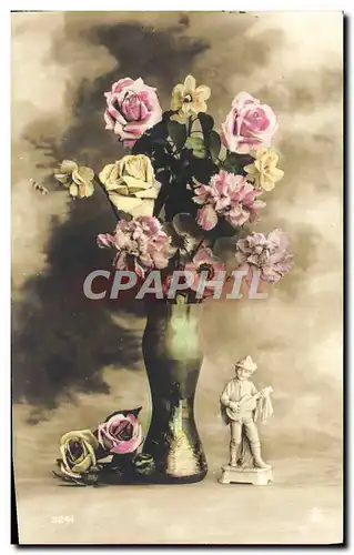 Cartes postales Fantaisie Fleurs Santon