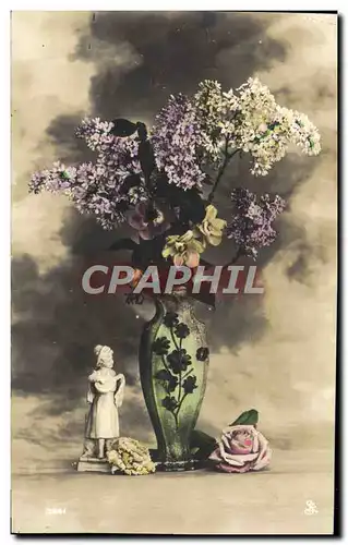 Cartes postales Fantaisie Fleurs Santon