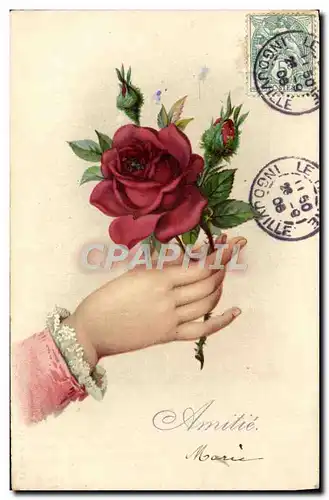 Cartes postales Fantaisie Fleurs Main