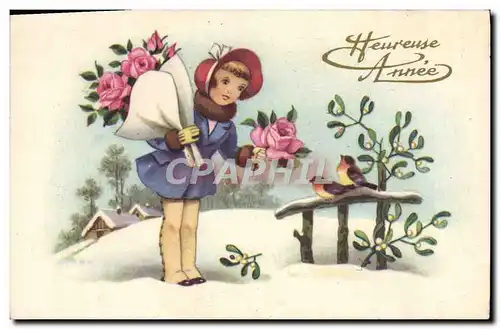 Cartes postales Fantaisie Fleurs Enfant