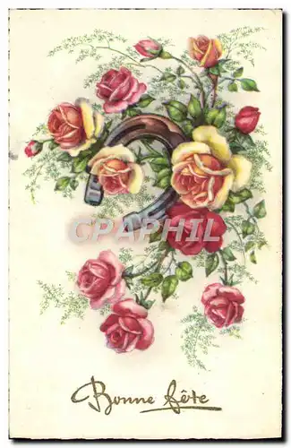 Cartes postales Fantaisie Fleurs Fer a cheval