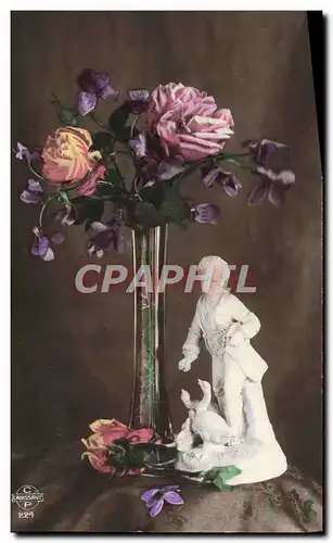 Cartes postales Fantaisie Fleurs Santon