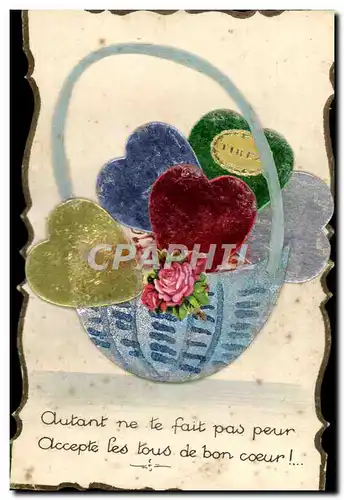 Cartes postales Fantaisie Fleurs Coeurs