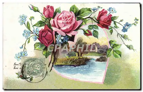 Cartes postales Fantaisie Fleurs