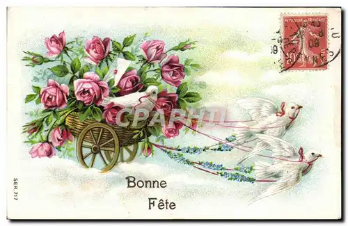 Cartes postales Fantaisie Fleurs Colombes