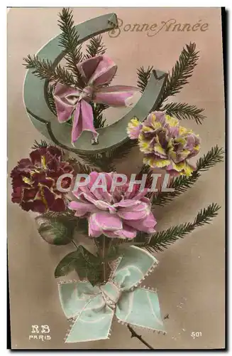 Cartes postales Fantaisie Fleurs Fer a cheval