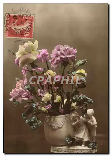 Cartes postales Fantaisie Fleurs Santon