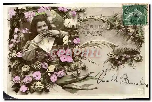 Cartes postales Fantaisie Fleurs Enfant