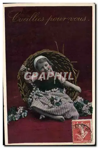 Cartes postales Fantaisie Fleurs Enfant