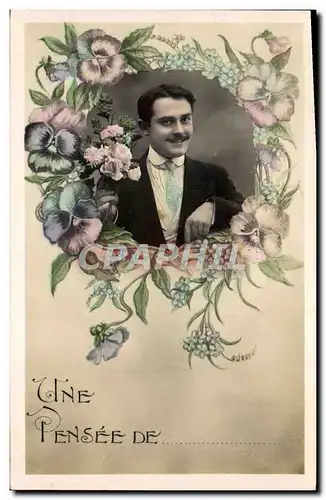 Cartes postales Fantaisie Fleurs Homme