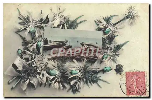 Cartes postales Fantaisie Fleurs Dieppe Bateau