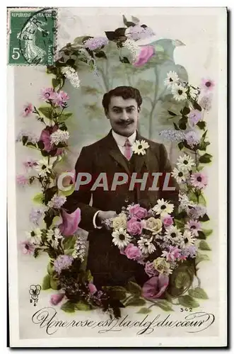 Cartes postales Fantaisie Fleurs Homme