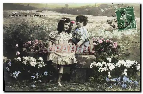 Cartes postales Fantaisie Fleurs Enfants