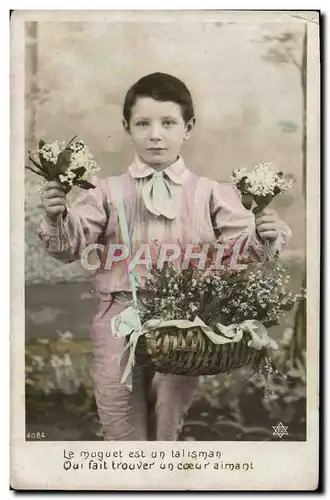 Cartes postales Fantaisie Fleurs Muguet Enfant