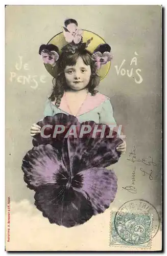 Cartes postales Fantaisie Fleurs Enfant