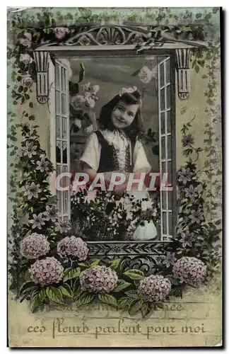 Cartes postales Fantaisie Fleurs Enfant