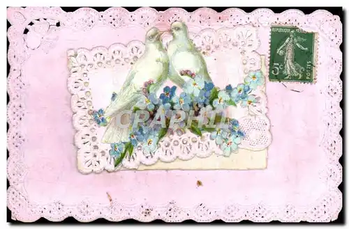 Cartes postales Brodee Fantaisie Fleurs Colombes