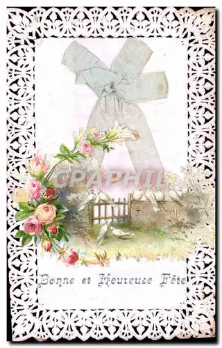 Cartes postales Brodee Fantaisie Fleurs Colombes