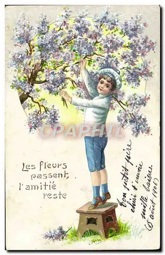 Ansichtskarte AK Fantaisie Fleurs Enfant