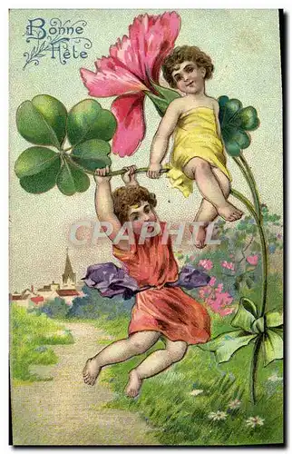 Cartes postales Fantaisie Fleurs Enfants Trefles