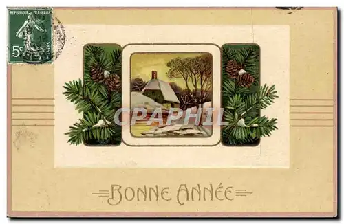 Cartes postales Fantaisie Fleurs Bonne annee