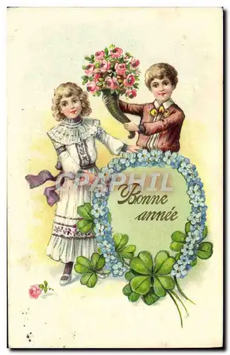 Cartes postales Fantaisie Fleurs Enfants Trefles