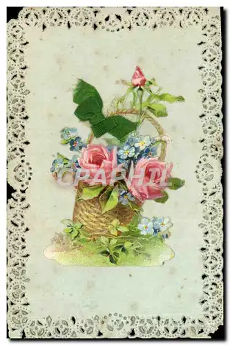 Cartes postales Fantaisie Fleurs Brodee