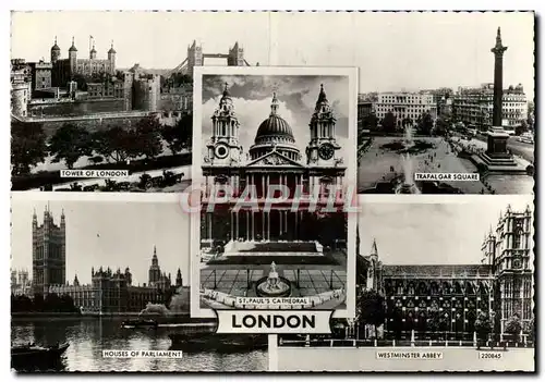 Moderne Karte London Tower Trafalgar Square Houses of Parliament Westminster Abbey