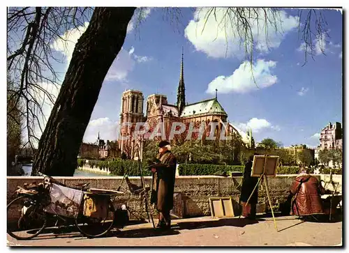 Moderne Karte Paris La Cathedrale Notre Dame Prise De l&#39Archeveche Peintres Velo