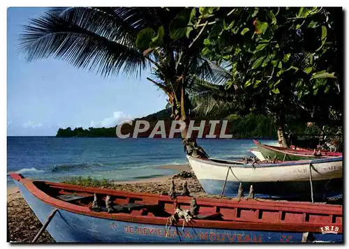 Cartes postales moderne Guadeloupe Village de Pecheurs Bateau Je reviens a nouveau