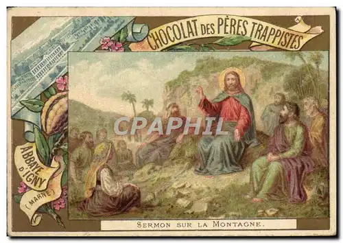 Chromo Chocolat Des Peres Trappistes SErmon sur la montahne Abbaye d&#39Igny Christ