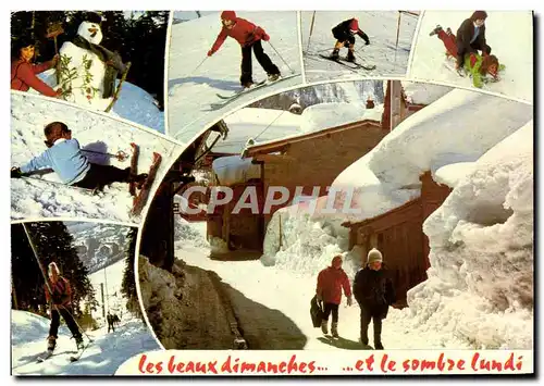 Cartes postales moderne Les beaux dimanches et le sombre lundi Enfants Ski