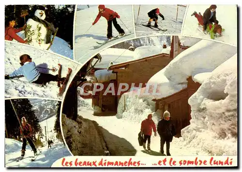 Moderne Karte Les beaux dimanches et le sombre lundi Enfants Ski