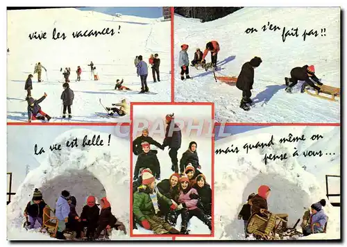 Cartes postales moderne Enfants Ski Igloo Luge
