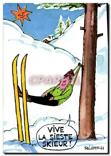 Moderne Karte Vive La Sieste Skieur Ski Humour Pelotsch