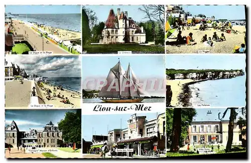 Cartes postales moderne Lion sur Mer La digue et la plage Le chateau La plage Voilier Bateau Tanagra Villa Vista