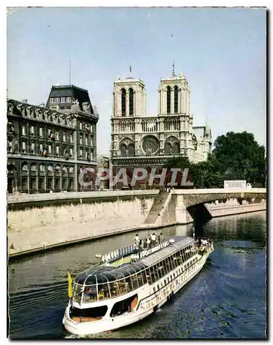 Cartes postales moderne Paris Notre Dame Le Petit Pont Bateau Peniche