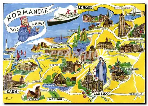 Cartes postales moderne La Normandie Pays d&#39auge le Havre Paquebot Lisieux Caen Mezidon