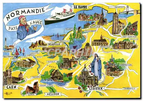 Cartes postales moderne La Normandie Pays d&#39auge le Havre Paquebot Lisieux Caen Mezidon