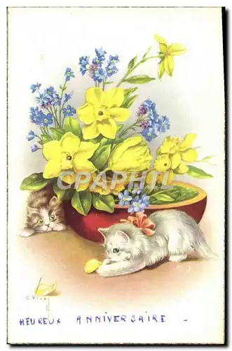 Cartes postales moderne Heureux Anniversaire Chat Chaton